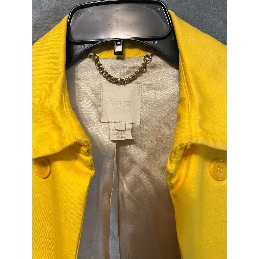 J Crew Yellow Faux Double Breasted Jacket 4 Cotton Spring Mod Preppy Coat Open - Picture 3 of 7